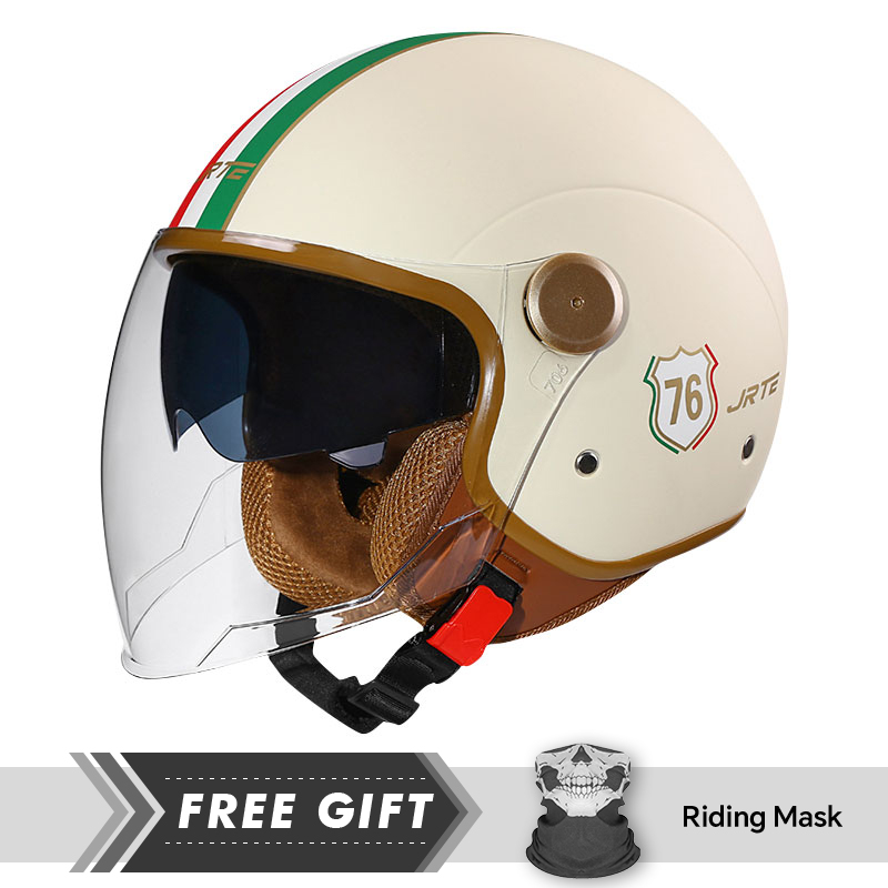 Motorcycle Gear Store - DOT ECE ได้รับการอนุมัติ Retro 3/4 เปิดหมวกกันน็อครถจักรยานยนต์น้ําหนักเบาผู้ใหญ่ผู้ชายผู้หญิง