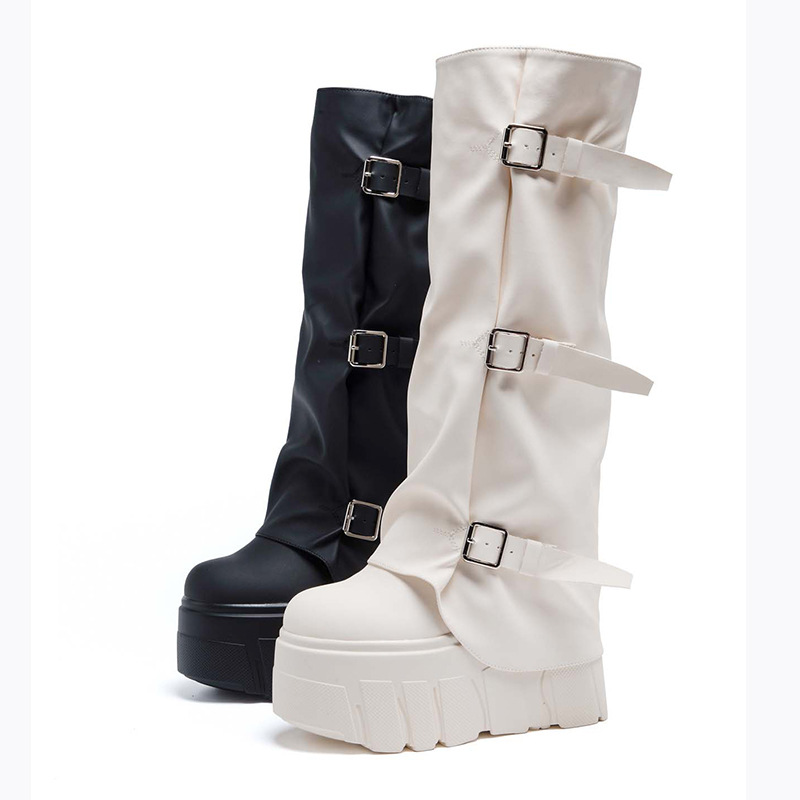 Riding Boot Short - รองเท้าบูทส้นสูง 14 ซม. แบบส้นตึก สไตล์พังก์ สำหรับขี่มอเตอร์ไซค์