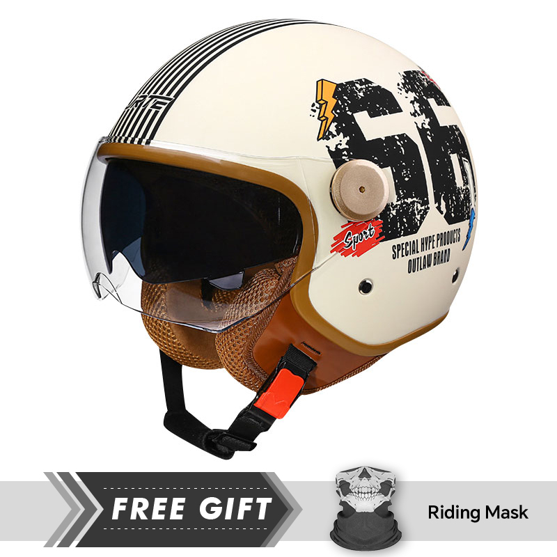 Motorcycle Gear Store - DOT 3/4 เปิดหมวกกันน็อครถจักรยานยนต์ Retro มอเตอร์ไซด์ Jet