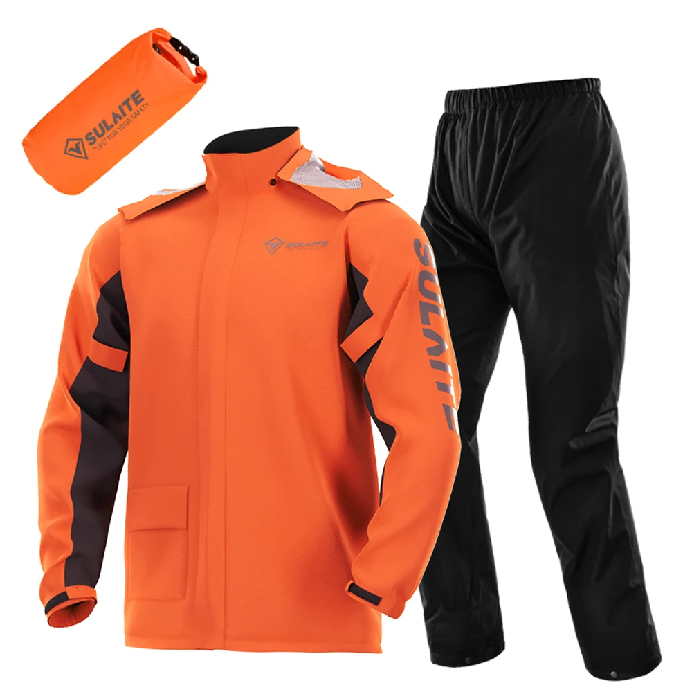 Motorcycle Gear Jacket Women - ชุดกันฝนสำหรับขี่มอเตอร์ไซค์ น้ำหนักเบา เสื้อกันฝนแบบกันน้ำ ระบายอากาศได้ดี พร้อมกางเกงและที่คลุมรองเท้า สำหรับผู้ชายและผู้หญิง