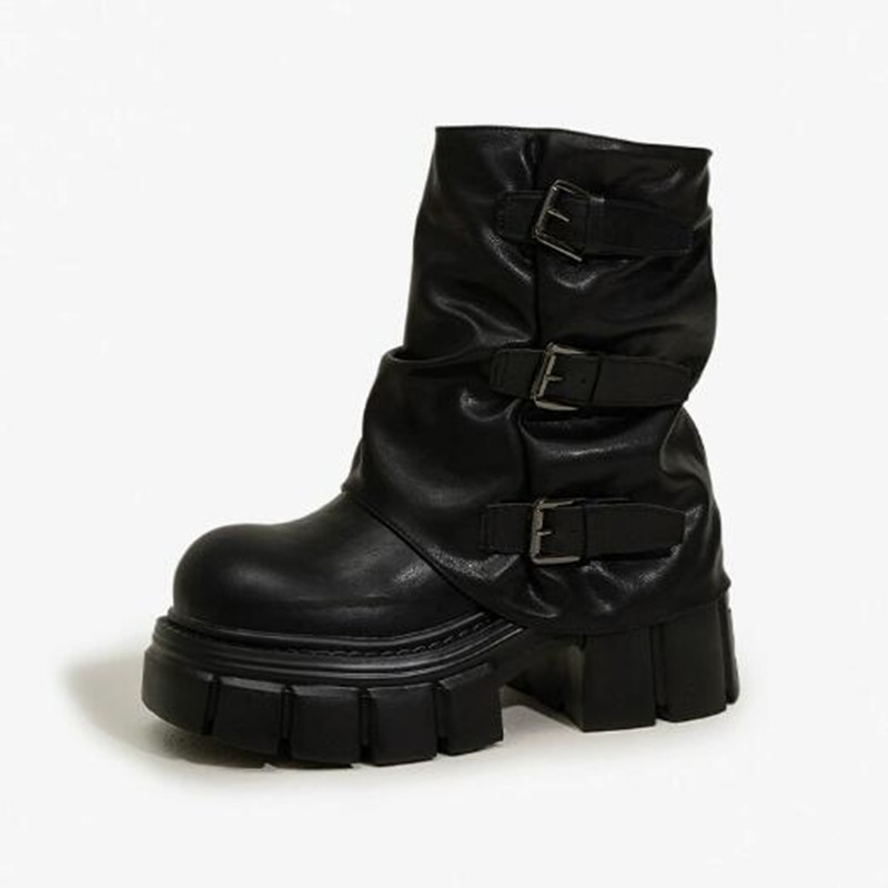 Riding Boot Short - รองเท้าบูทข้อเท้าส้นตึกแบบมีพื้นเสริมซ่อน 9 ซม. รุ่นปี 2026 สำหรับผู้หญิง