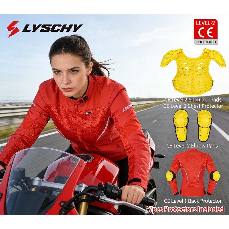 Motorcycle Gear Jacket Women - เสื้อแจ็คเก็ตมอเตอร์ไซค์ตาข่ายสำหรับผู้หญิง ระบายอากาศได้ดี ป้องกันการตกกระแทก มาตรฐาน CE สำหรับขี่มอเตอร์ไซค์ทุกฤดู