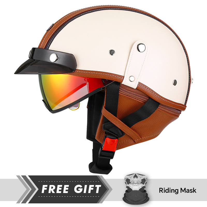 สินค้าใหม่หนัง Retro ครึ่งหน้า - Motorcycle Gear Store บทวิจารณ์และราคา