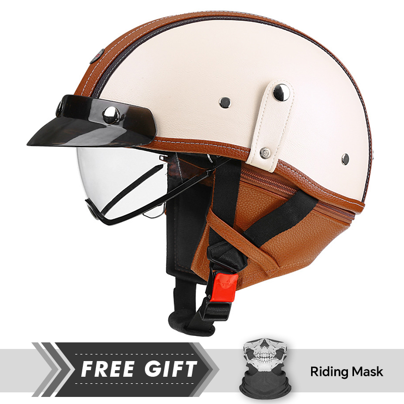 สินค้าใหม่หนัง Retro ครึ่งหน้า - Motorcycle Gear Store บทวิจารณ์และราคา