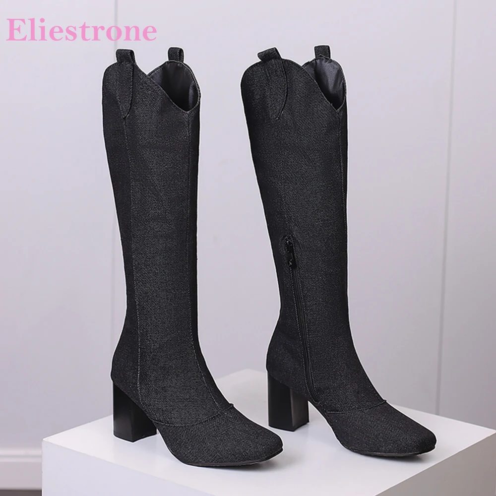 ฤดูหนาวใหม่สีดําสีฟ้าผู้หญิงเข - Riding Boot Short บทวิจารณ์และราคา