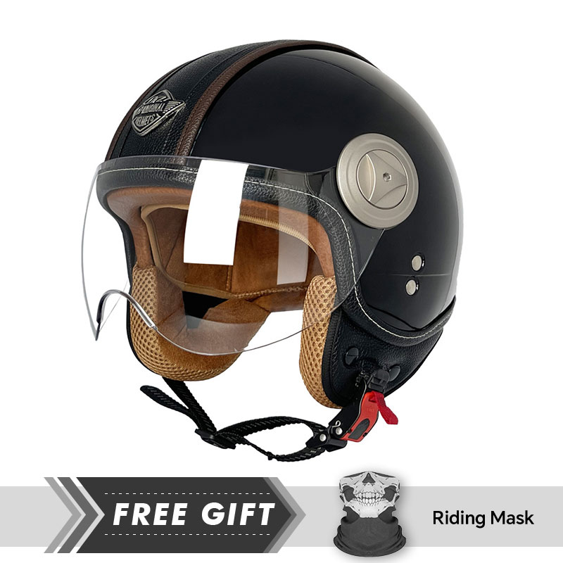 3/4 เปิดหมวกกันน็อค Vintage เป - Motorcycle Gear Store บทวิจารณ์และราคา