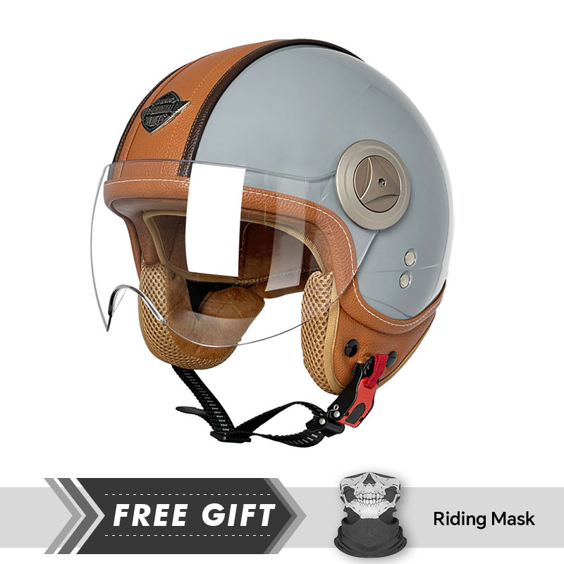 3/4 เปิดหมวกกันน็อค Vintage เป - Motorcycle Gear Store บทวิจารณ์และราคา